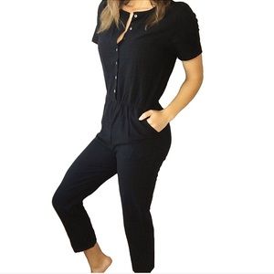 NWT • Black Short Sleeve Jumpsuit with Buttons